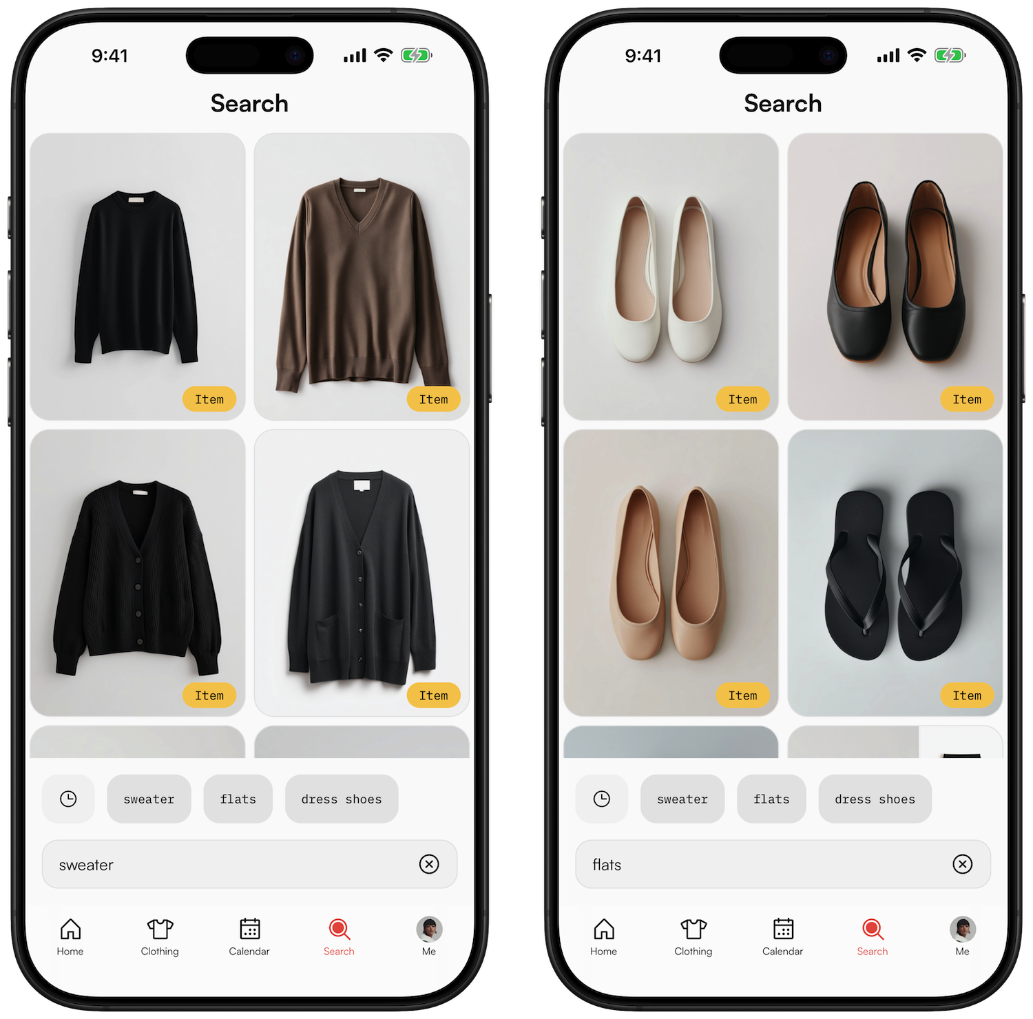 Searching a wardrobe in The Clothing App with natural language